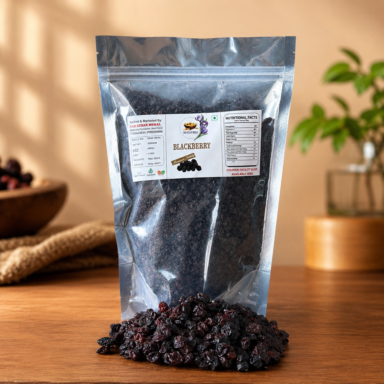 Premium Dried Blackberries – Antioxidant-Rich Naturally Sun-Dried Berry Snack