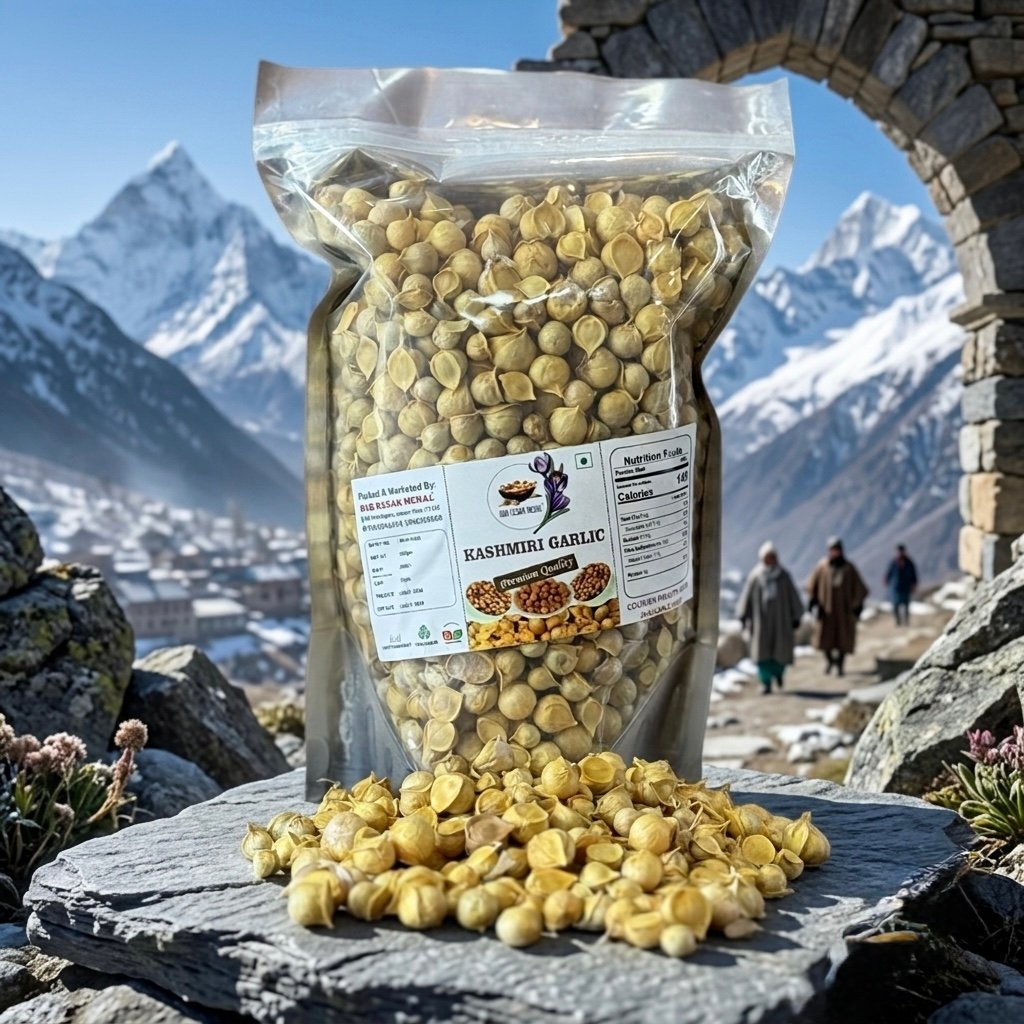 Premium Kashmiri Mountain Garlic – High-Altitude Naturally Potent Single Clove Garlic